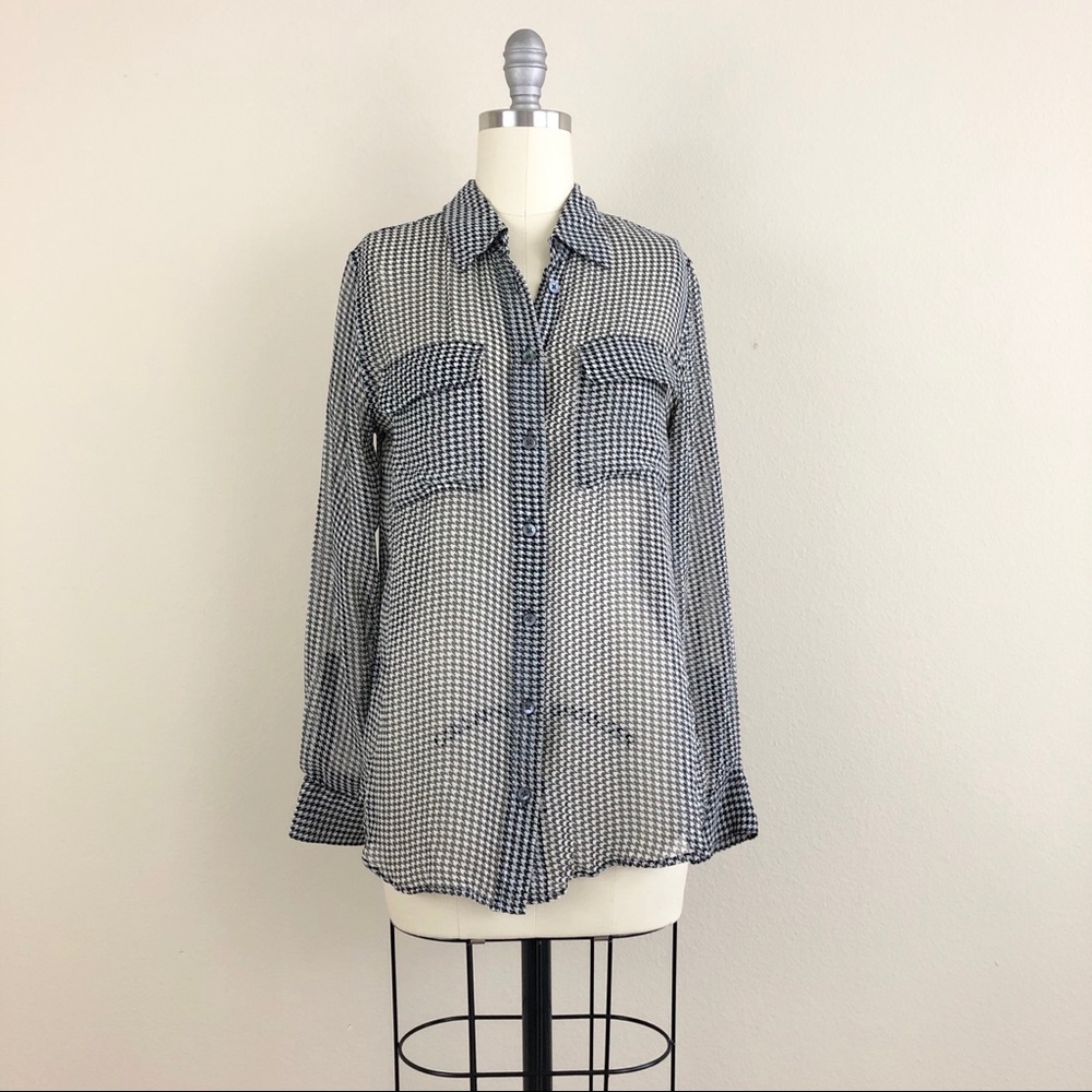 Equipment Femme Houndstooth Silk Button Down - Picture 1 of 5
